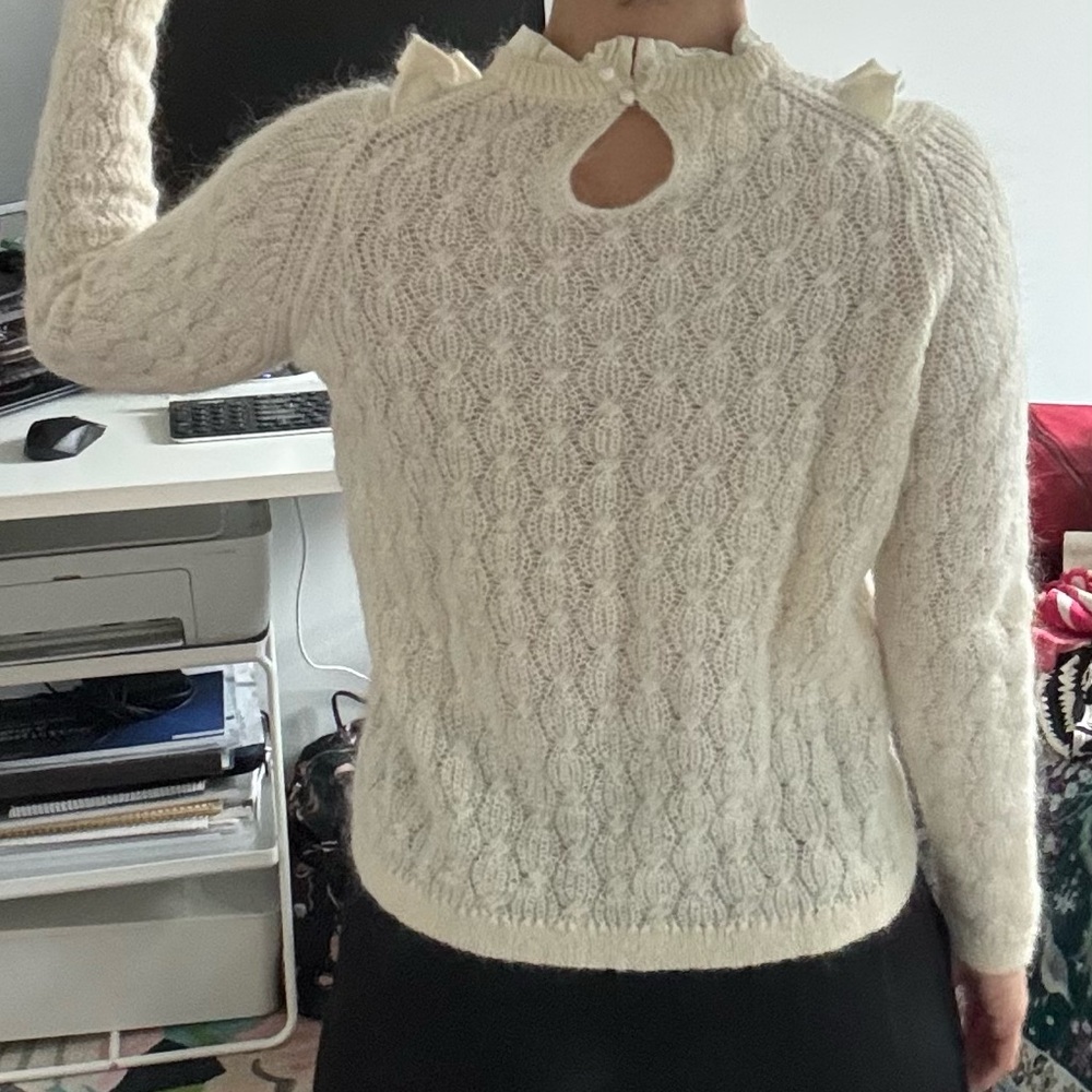 Sezane Cream tricot with Lace Detail - Picture 3 of 6